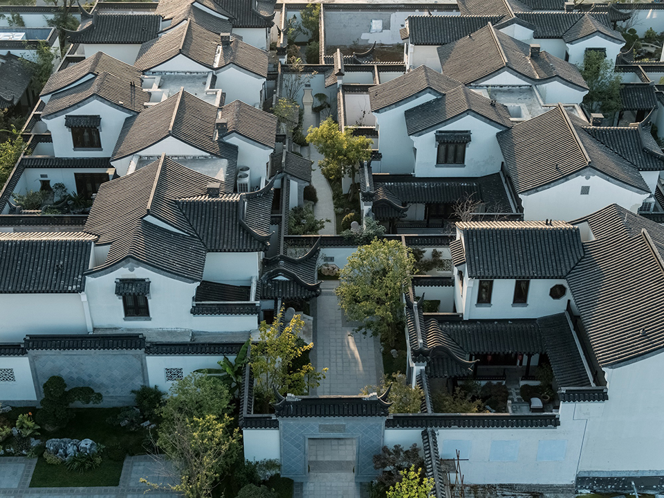 苏州桃花源宅院经典苏州园林花园鸟瞰图